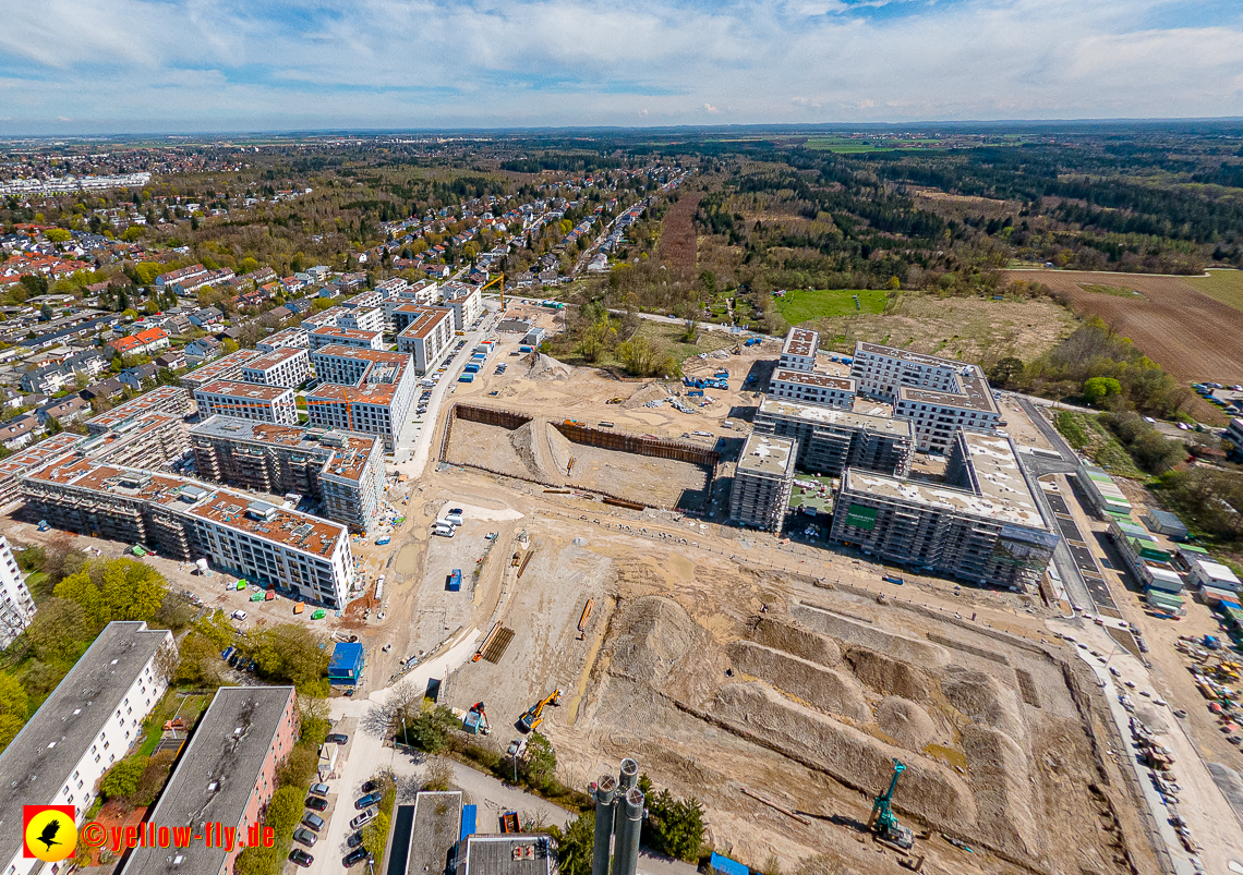 21.04.2023 - Luftbilder von der Baustelle Alexisquartier und Pandion Verde in Neuperlach